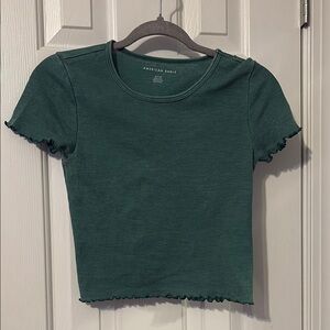 American Eagle Outfitters Green Fitted Crop T-Shirt